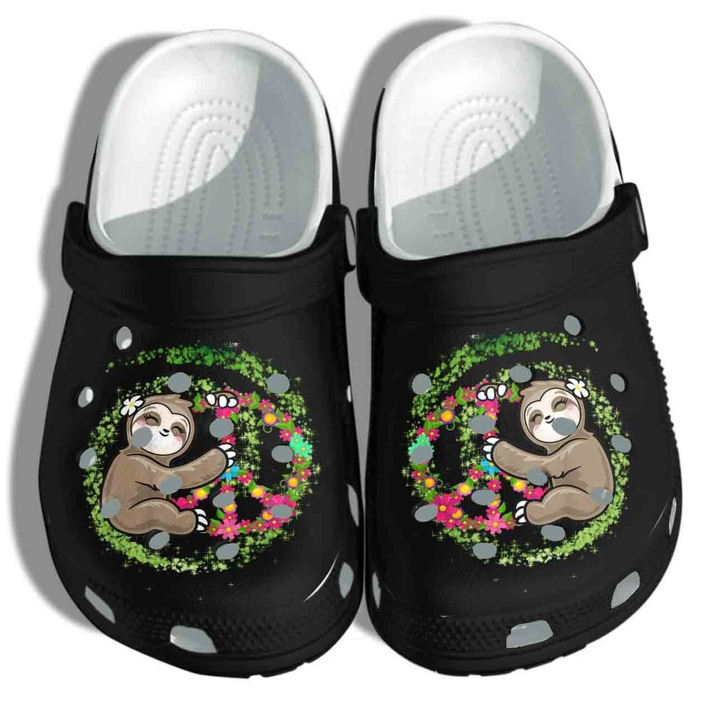 Cute Sloth Flower 5 Gift For Lover Rubber Crocs Clog Shoes