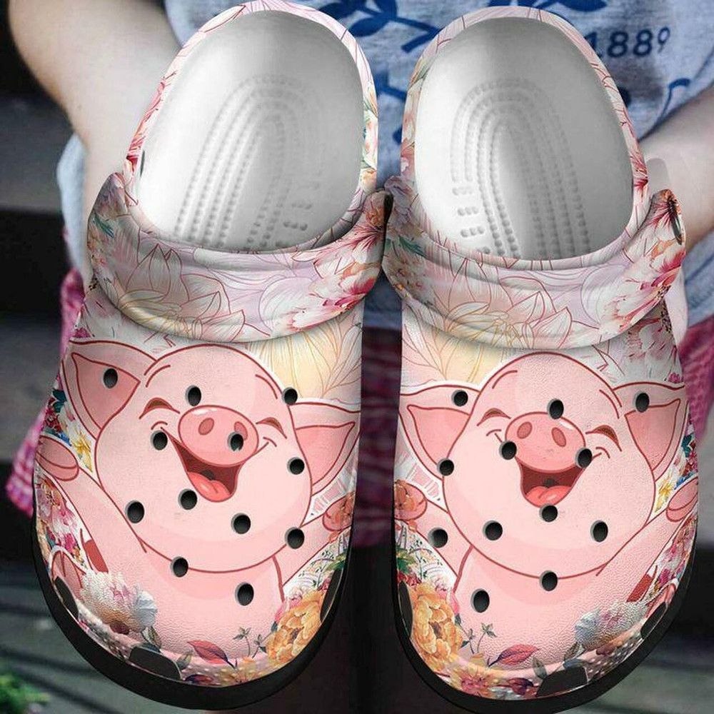 Pig Pink Cute Smile Face Comfortable For Mens And Womens Classic Water Rubber Crocs Clog Shoes