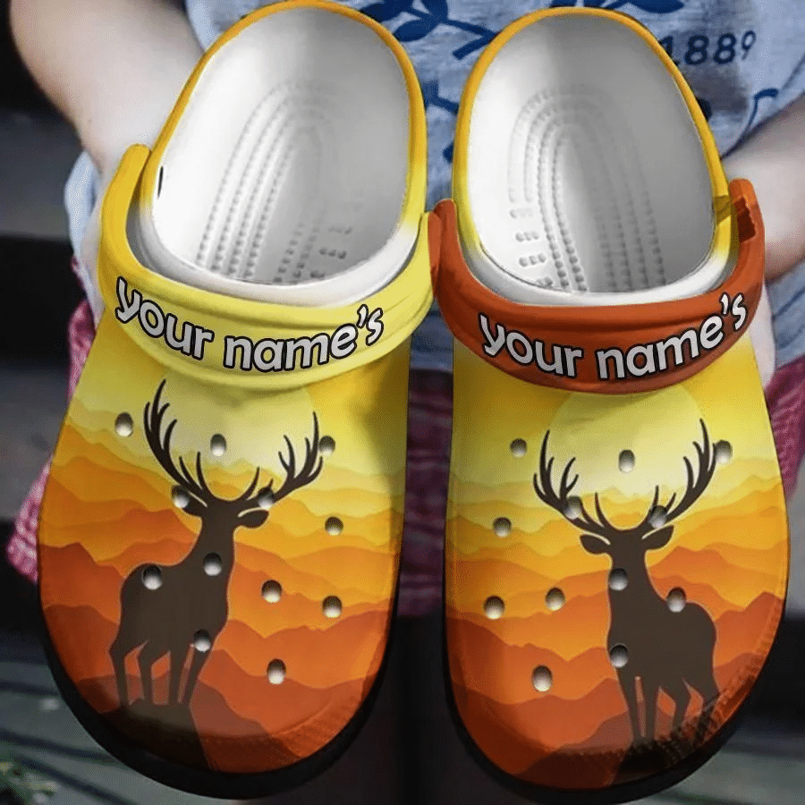 Personalized Deer Gift For Lover Rubber Crocs Clog Shoes Comfy Footwear