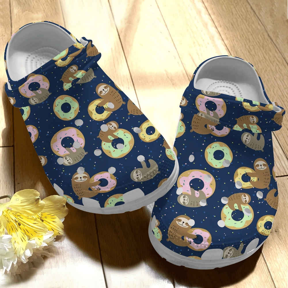 Sloths Love Donut Cute Animal Gift For Lover Rubber Crocs Clog Shoes