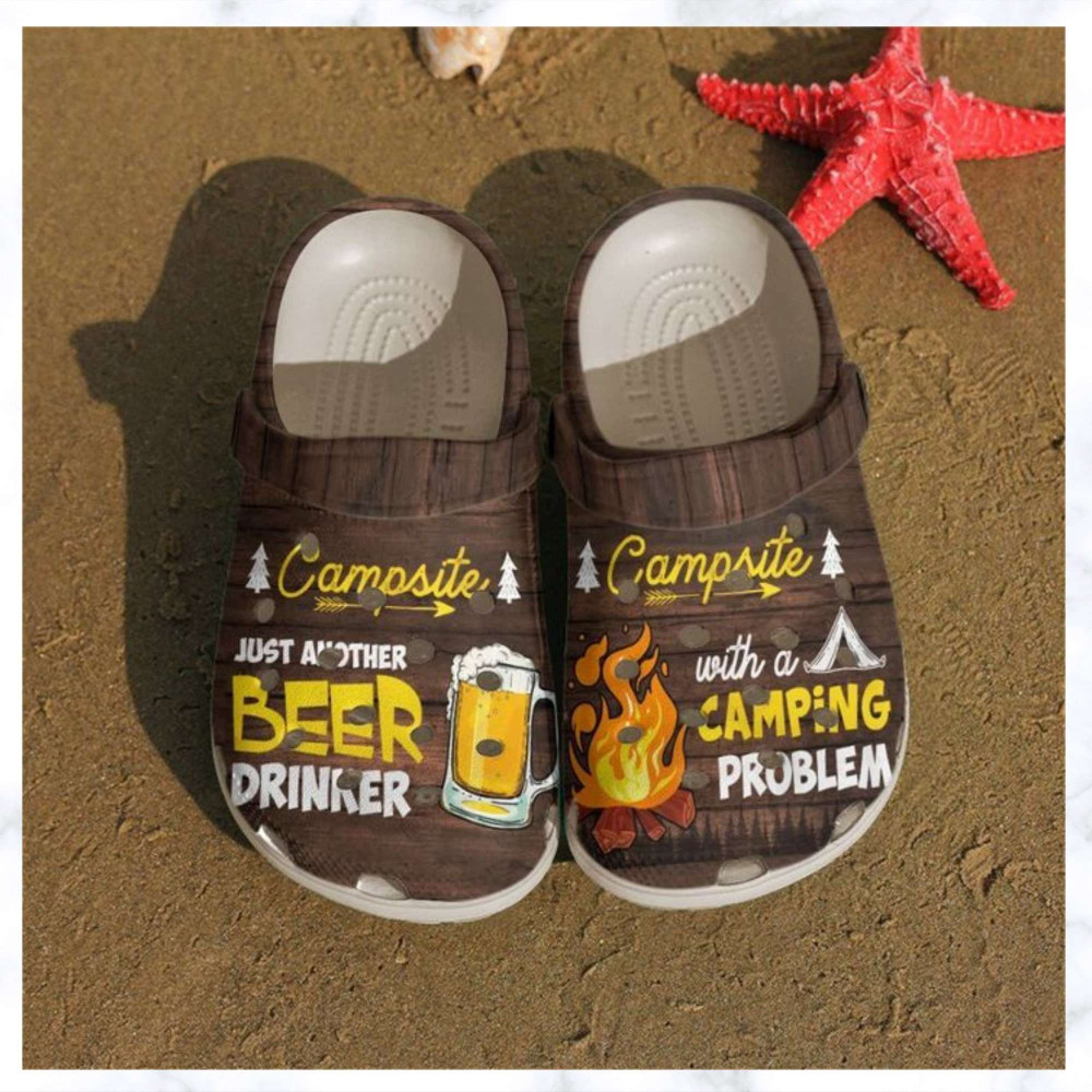 Camping Beer And Campfire Rubber Crocs Clog Shoes