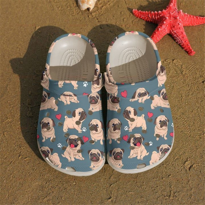 Pug I Love My Pugs Gift For Lover Rubber Crocs Clog Shoes