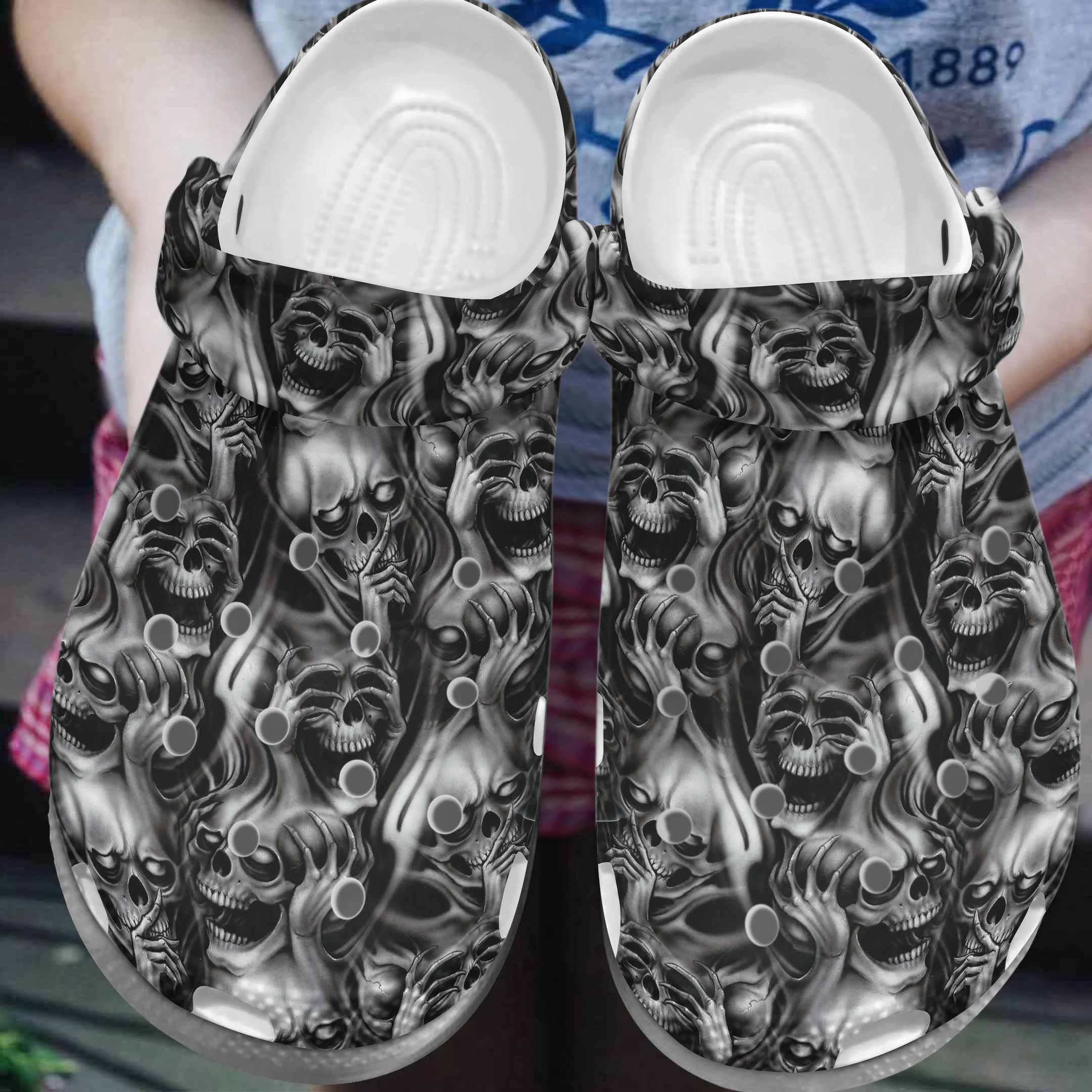 Hear No Evil Crocs Shoes - Skull Shoes Crocbland Clog Gifts For Man Son