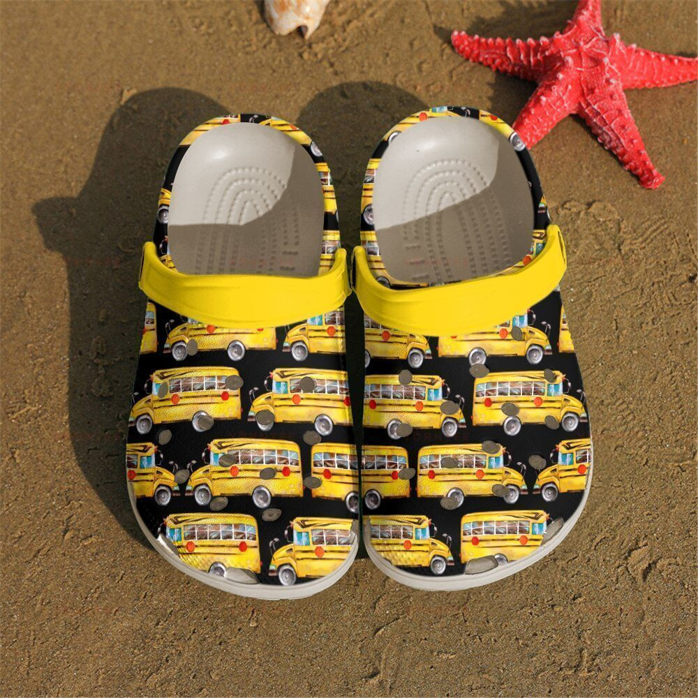 School Bus Driverdrawing Bus Gift For Lover Rubber Crocs Clog Shoes