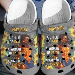 May Girl A Child Of God Birth Month Gift Back Girl Rubber Crocs Clog Shoes