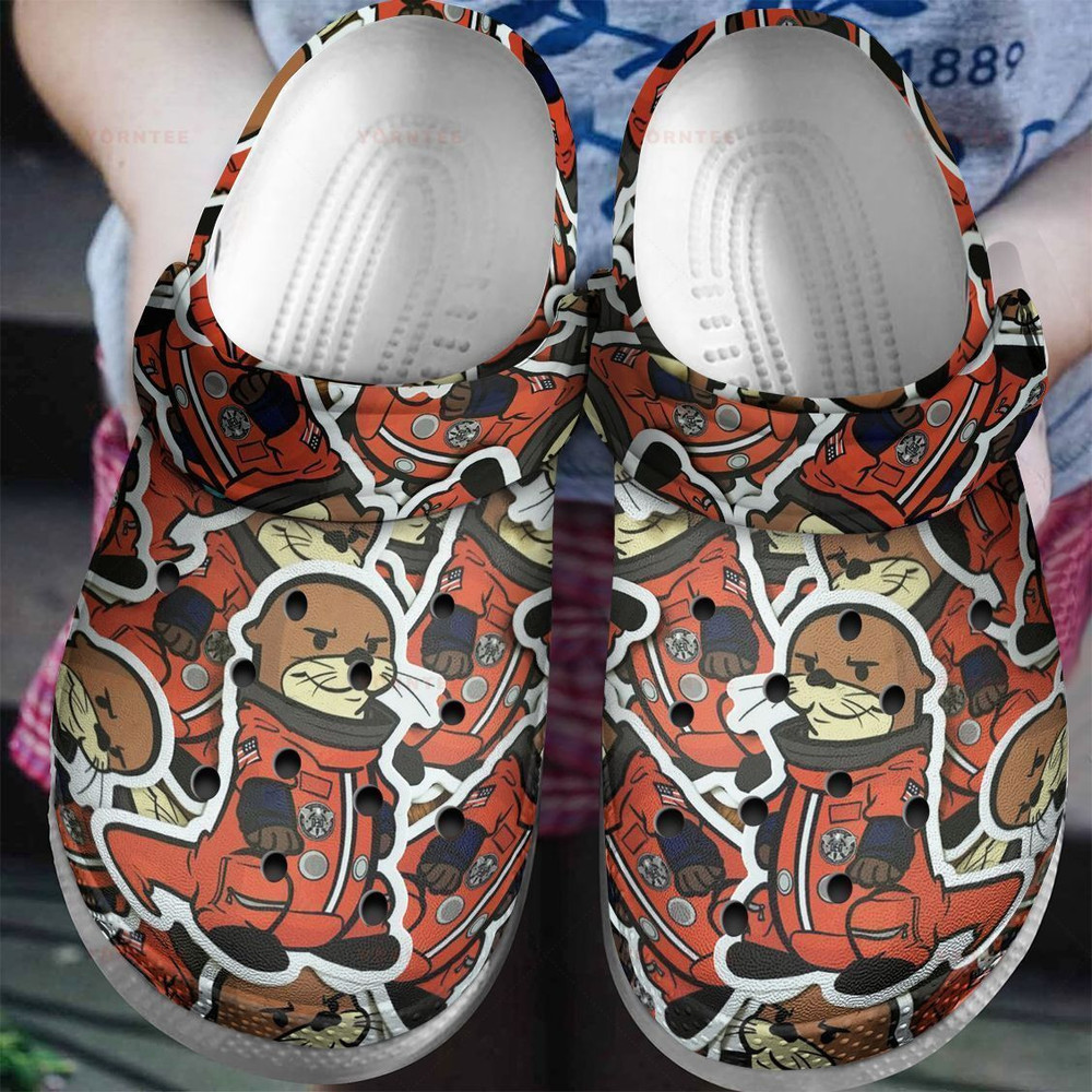 Otter Astronaut Stickers Gift For Lover Rubber Crocs Clog Shoes