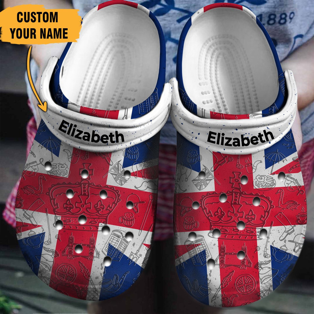 Uk Flag Gift For Fan Classic Water Rubber Crocs Clog Shoes