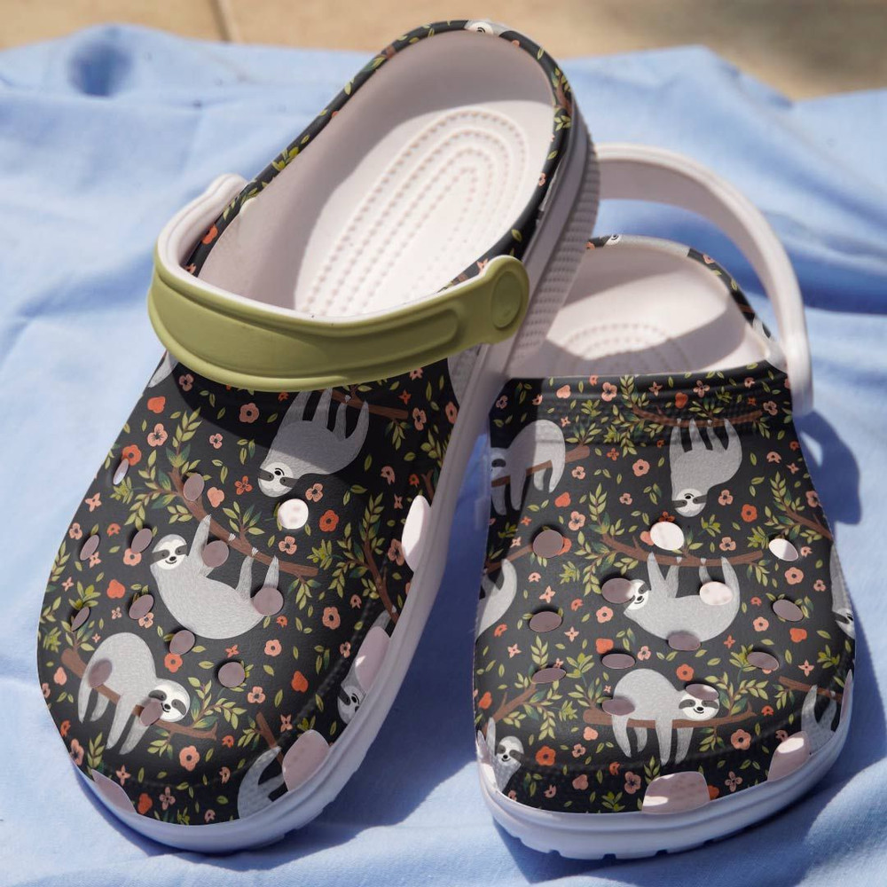 Last Sloth In The World Sloth Flower Gift For Lover Rubber Crocs Clog Shoes
