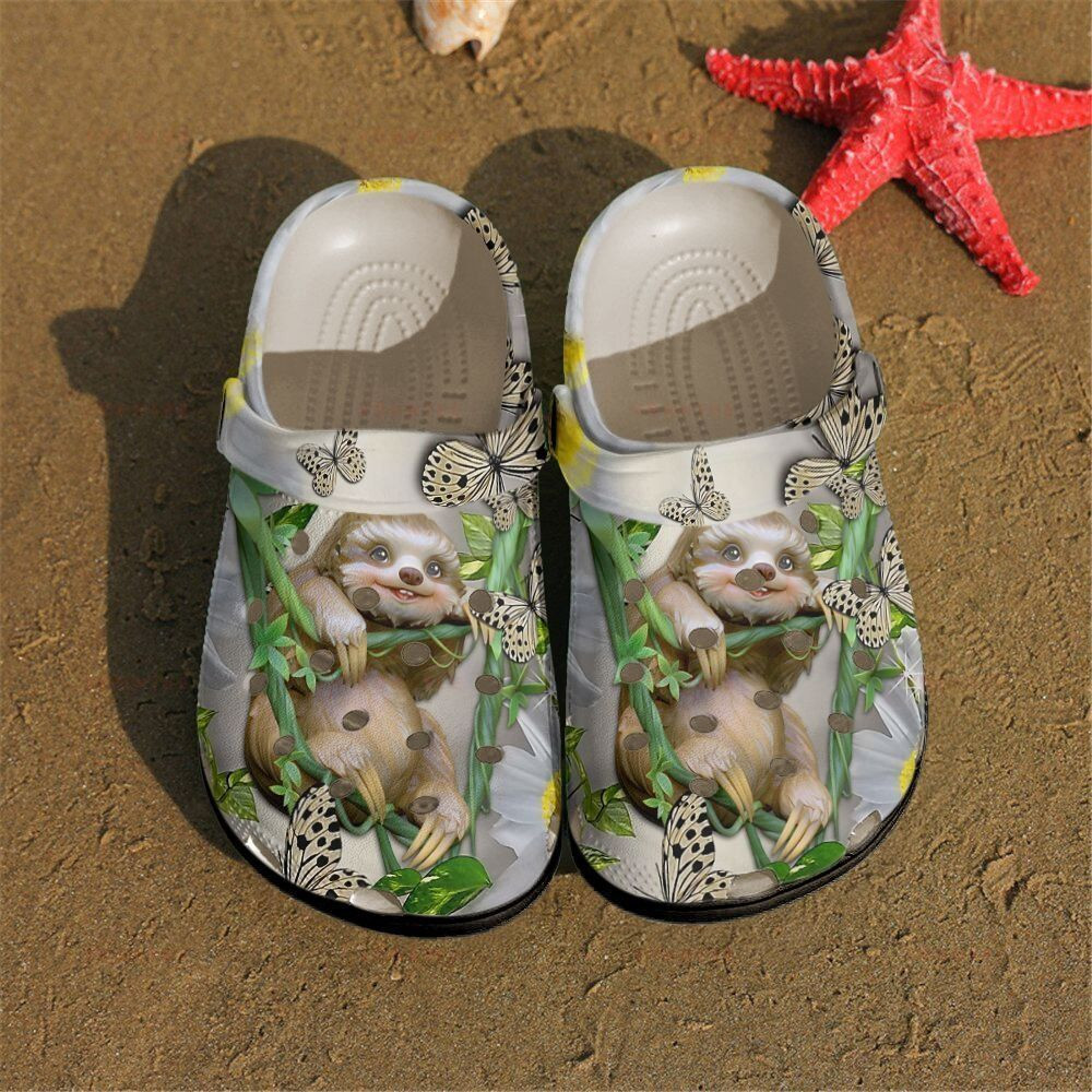 Butterfly Sloth Tree Gift For Lover Rubber Crocs Clog Shoes