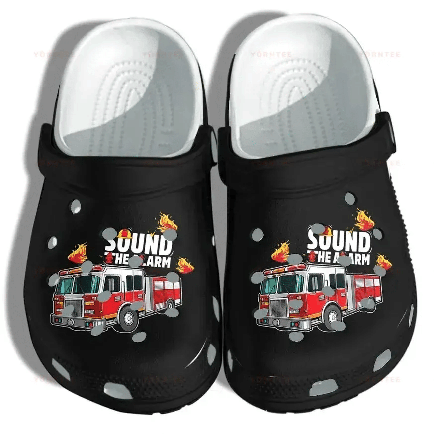 Fire Engine Car For Firefighter Son - Sound The Alarm Gift For Lover Rubber Crocs Clog Shoes