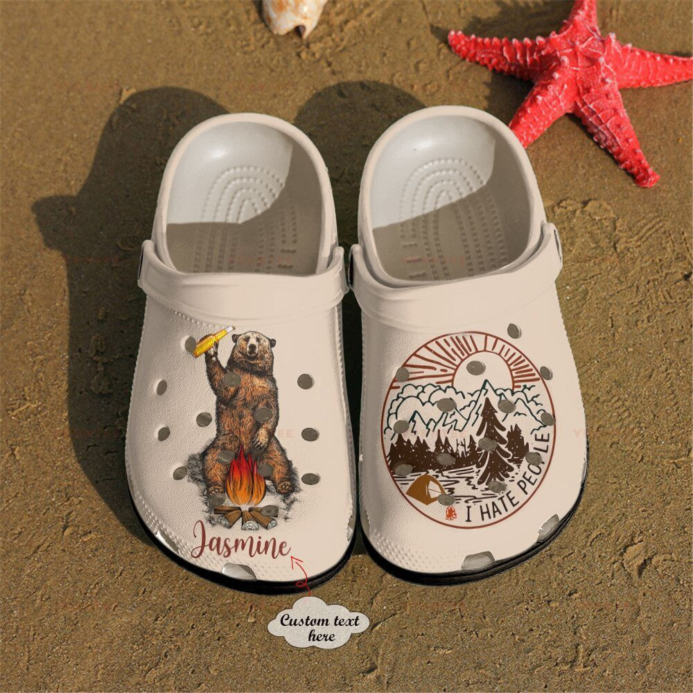 Custom Name I Hate People Camping Gift For Lover Rubber Crocs Clog Shoes