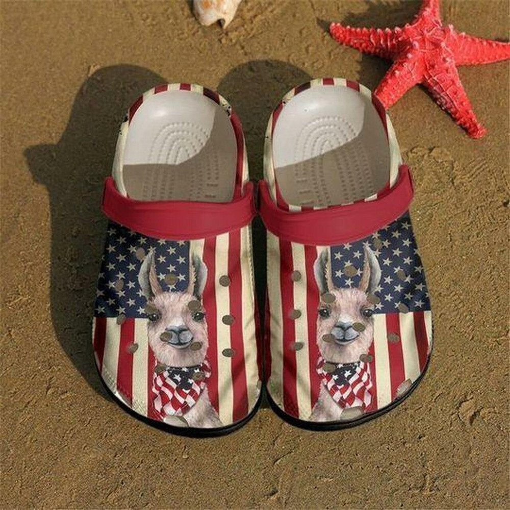 Llama Flag Us Personalized Gift For Lover Rubber Crocs Clog Shoes