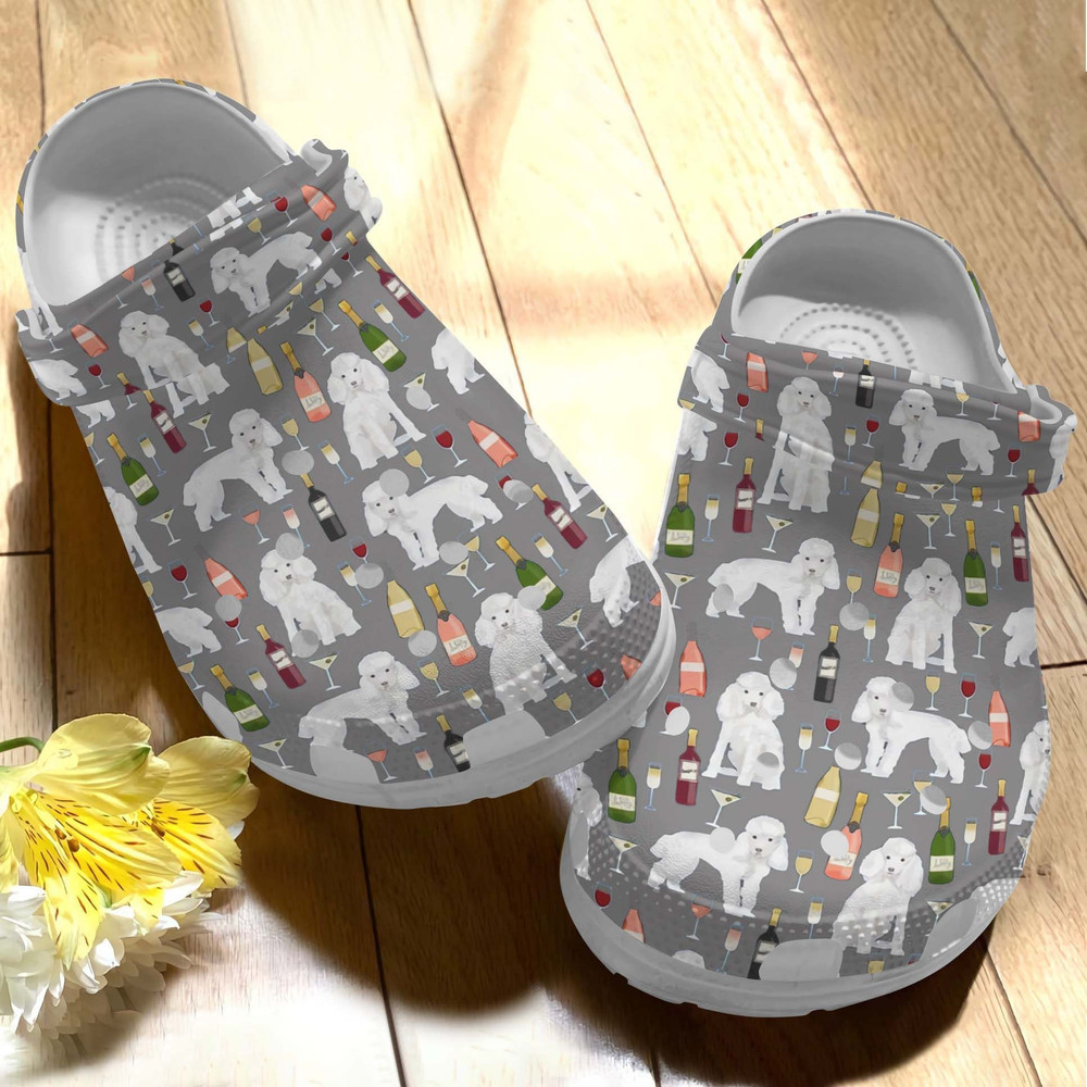 Poodle And Wine 6 Gift For Lover Rubber Crocs Clog Shoes