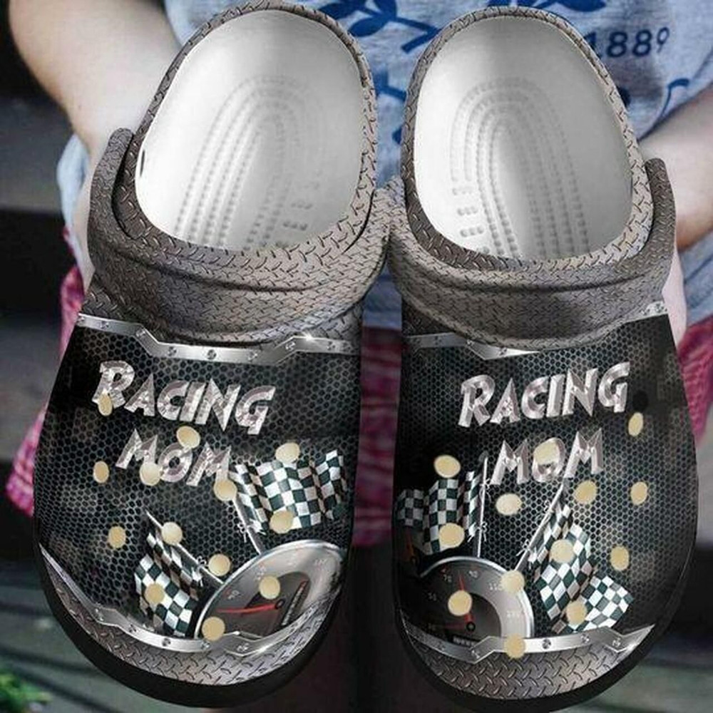 Racing Mom Flag Personalized Gift For Lover Rubber Crocs Clog Shoes