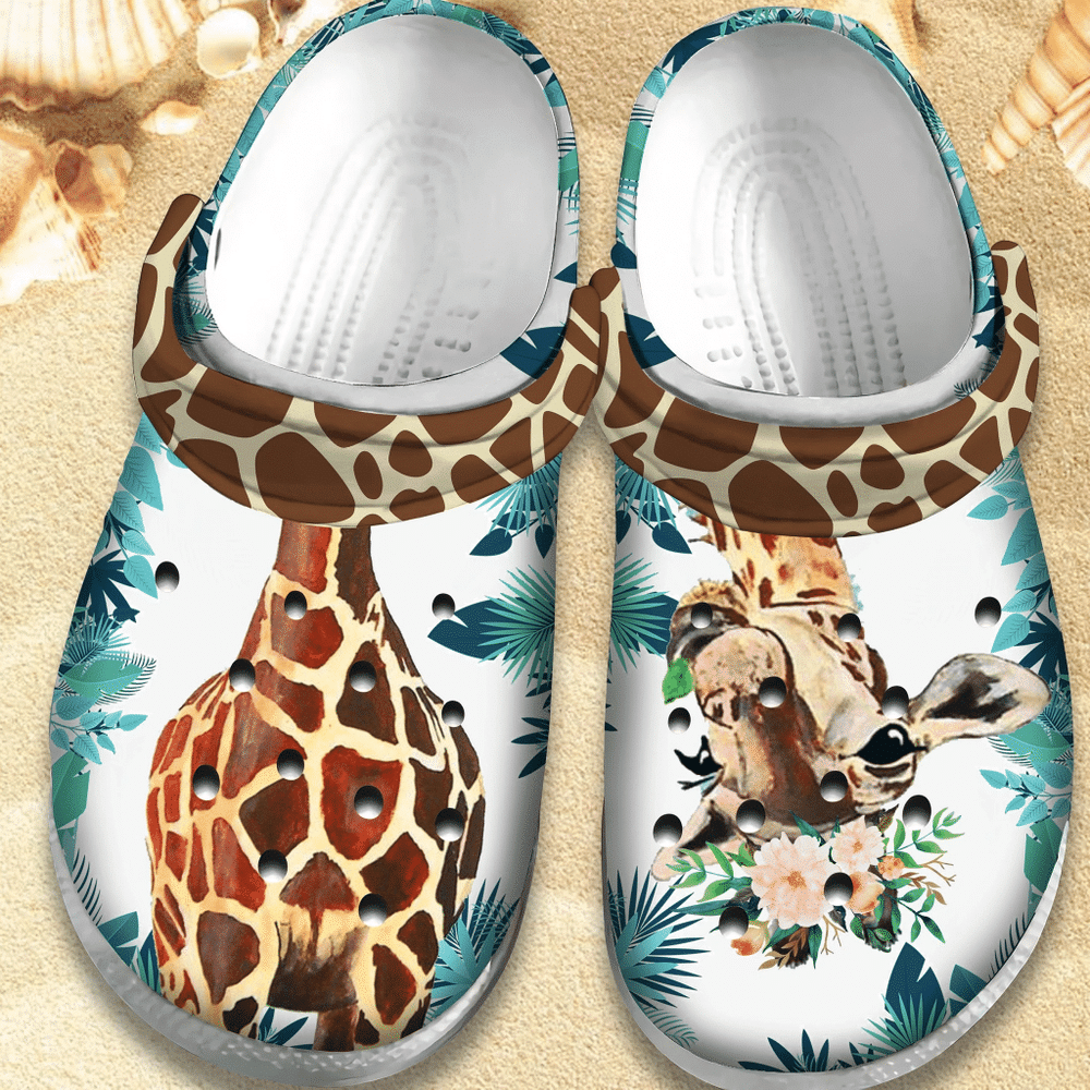 Cute Giraffe Tropical Gift For Lover Rubber Crocs Clog Shoes