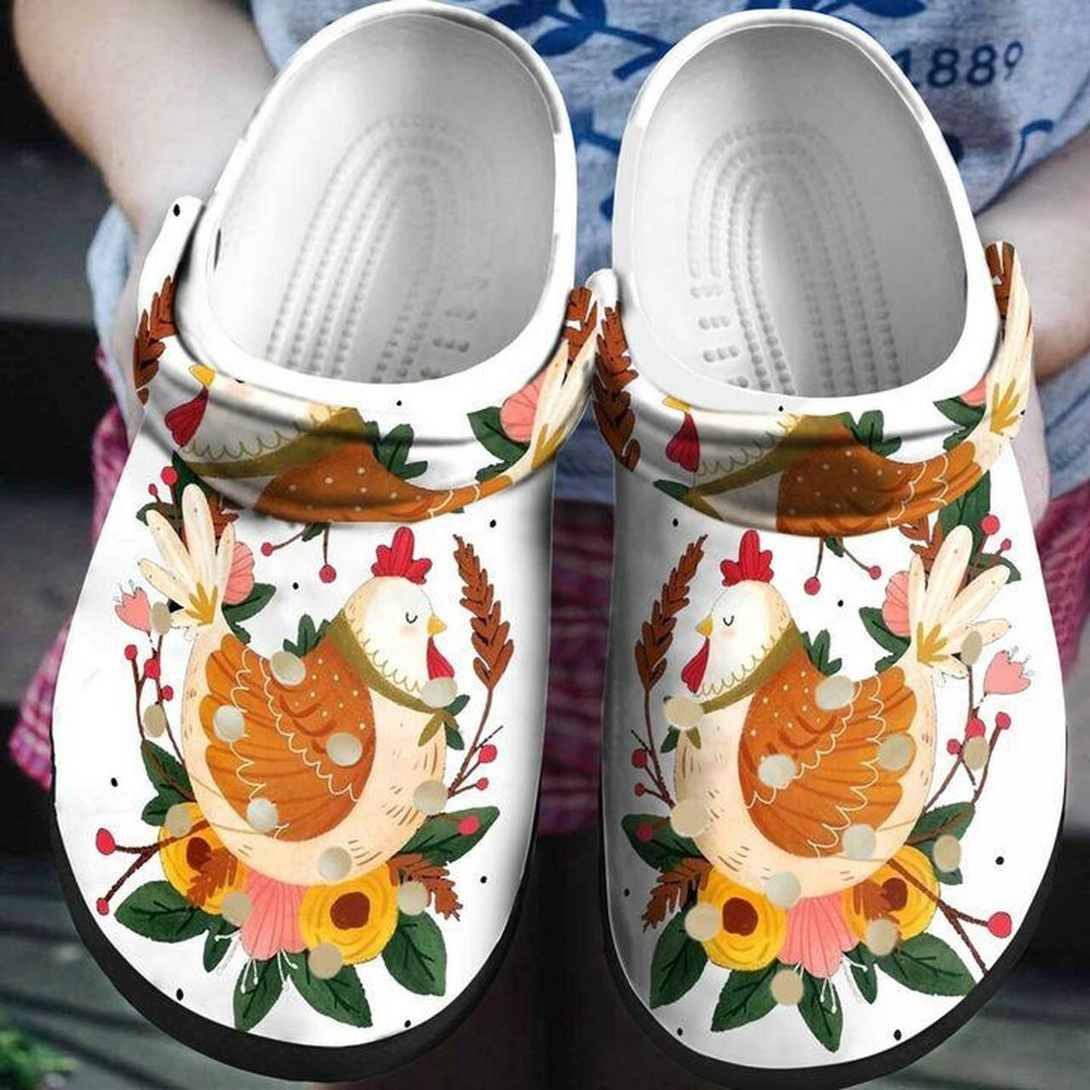 Lady Chicken Flower Personalized 102 Gift For Lover Rubber Crocs Clog Shoes