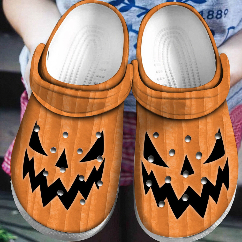 Pumpkin Face Harvest Rubber Crocs Clog Shoes