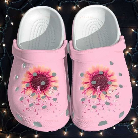 Sunflower Breast Cancer Awareness Merchrubber Crocs Clog Shoes