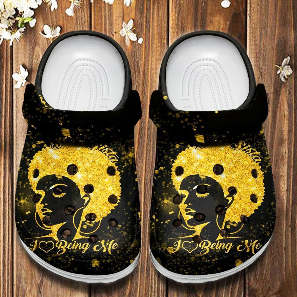 Soul Sista I Love Being Me Custom Shoes For Black Queen Girl - Yellow Black Queen Outdoor Shoes Birthday Gift For Women Girl