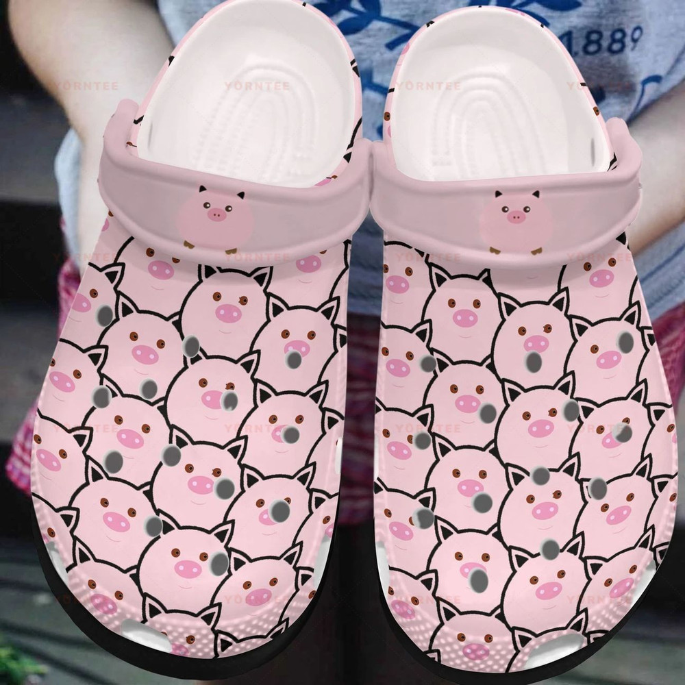 Pink Pig Full Print Gift For Lover Rubber Crocs Clog Shoes