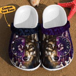 Wolf Crocs - Wolf Art Dreamcatcher Two Face Gift For Lovers Native American Clog Shoes For Men And Women
