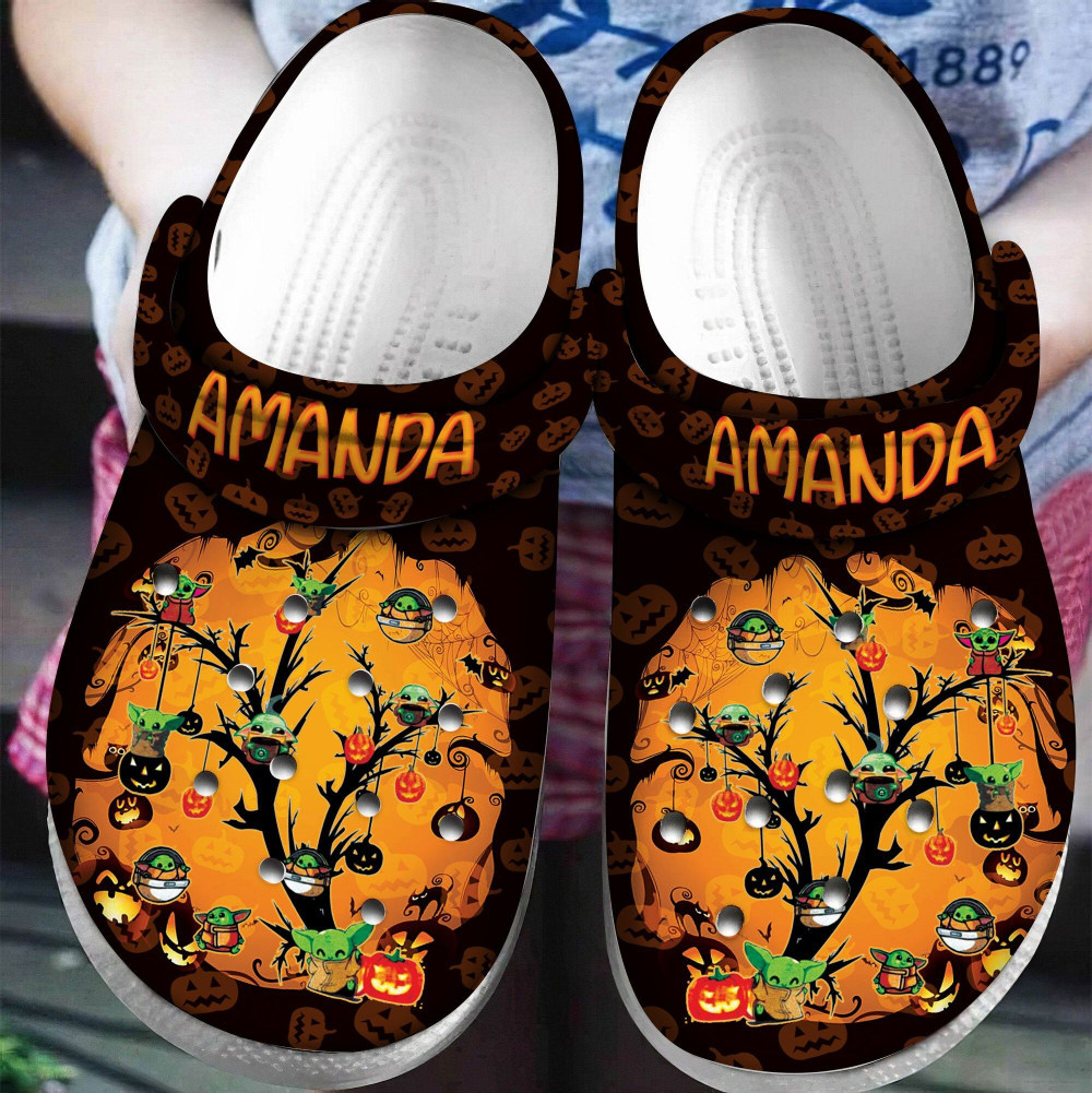 Cute Halloween Tree Grogu Rubber Crocs Clog Shoes