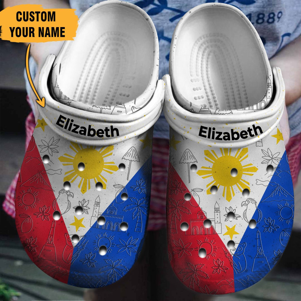 Philippines Flag Gift For Fan Classic Water Rubber Crocs Clog Shoes