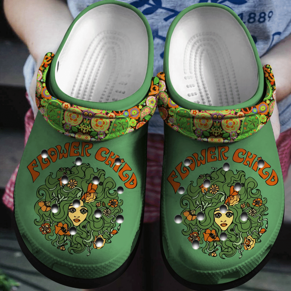 Flower Child Girl Art 5 Gift For Lover Rubber Crocs Clog Shoes