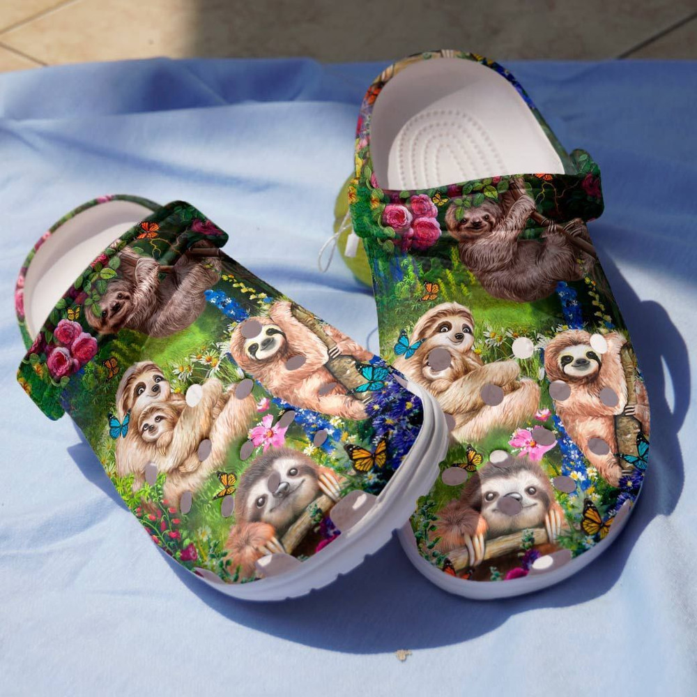 Sloth Tribe Sloth With Nature Gift For Lover Rubber Crocs Clog Shoes