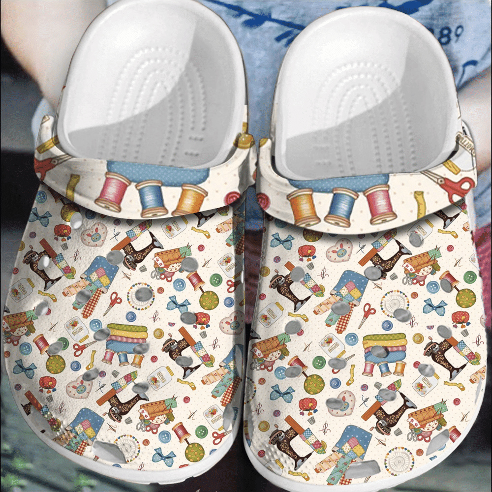 Sewing Quilting Icon Gift For Lover Rubber Crocs Clog Shoes