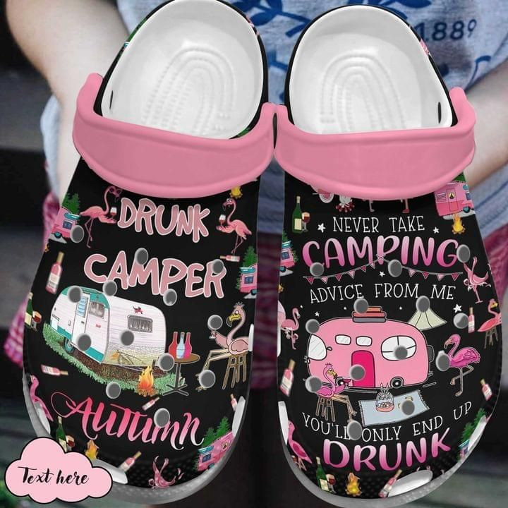 Camper Drunk Flamingo Gift For Lover Rubber Crocs Clog Shoes