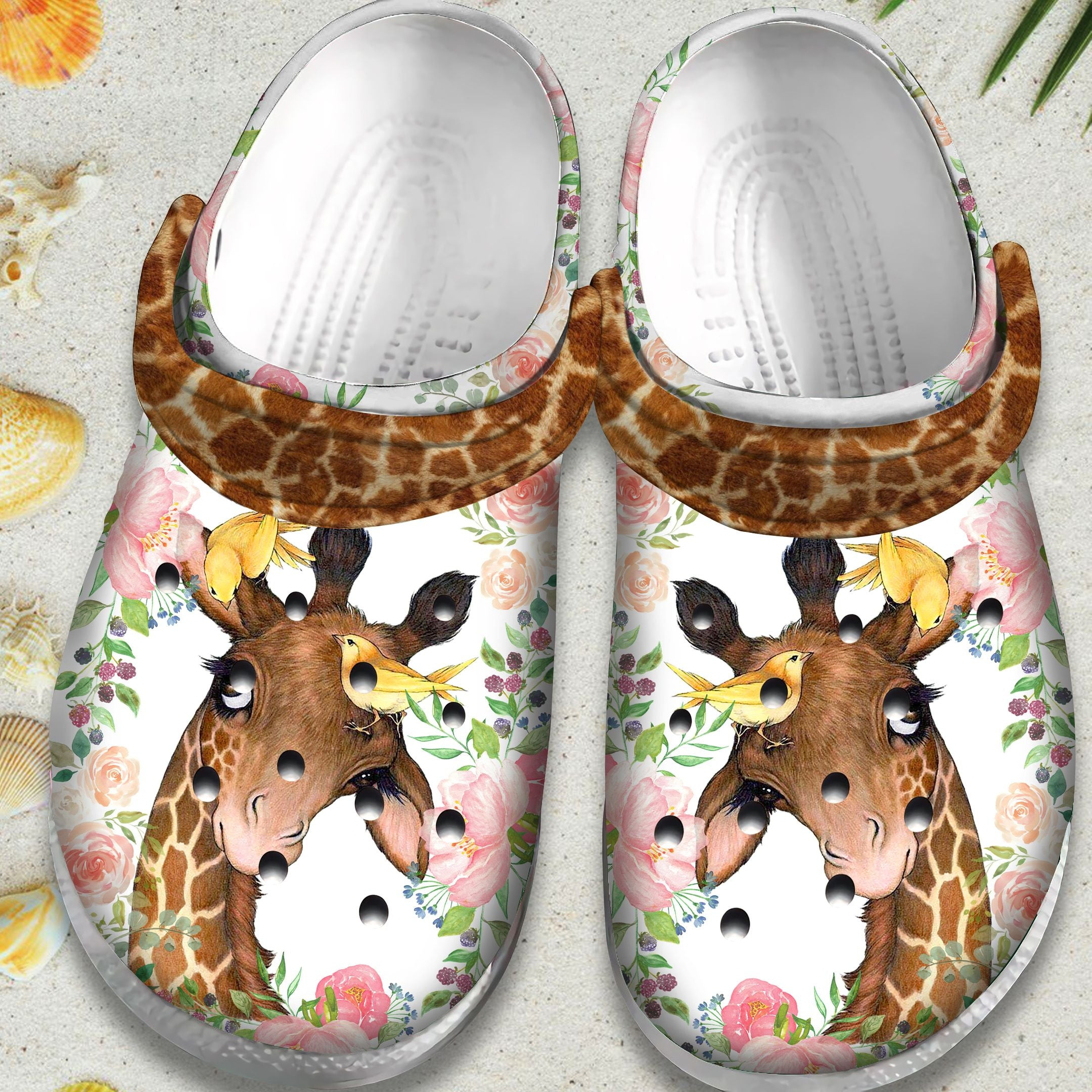 Flower Giraffe With Bird Shoes - Cute Animal Outdoor Shoes Birthday Gift For Men Women Boy Girl
