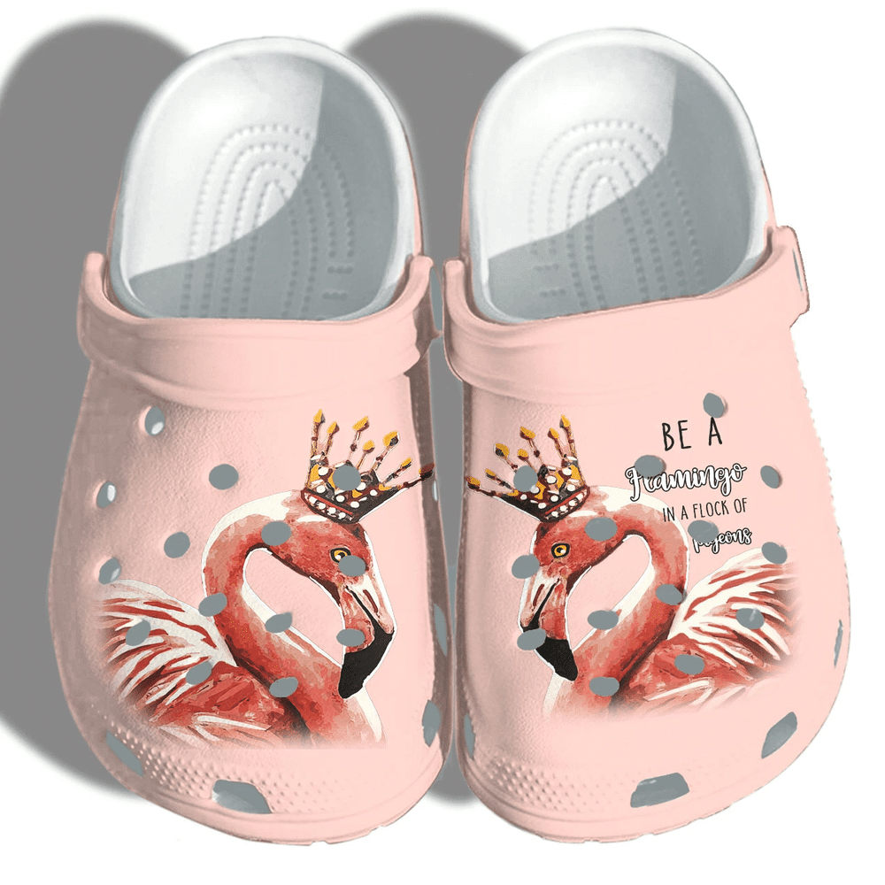 Flaminigo Queen In A Flock Of Pigeons Gift For Lover Rubber Crocs Clog Shoes Comfy Footwear