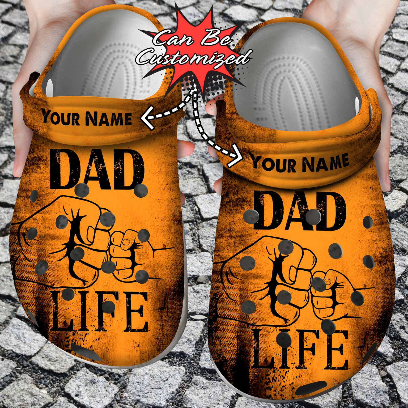 Dad Life Mens Fist Bump Crocs Clog Shoes Fathers Custom Crocs