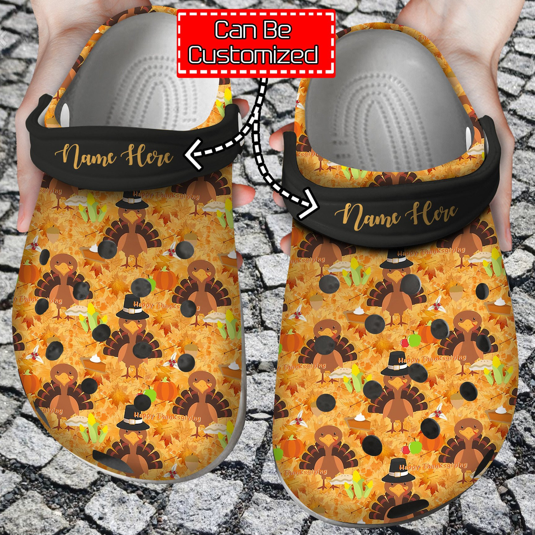 Fall Chicken Happy Thanksgiving Personalized Fall Crocs