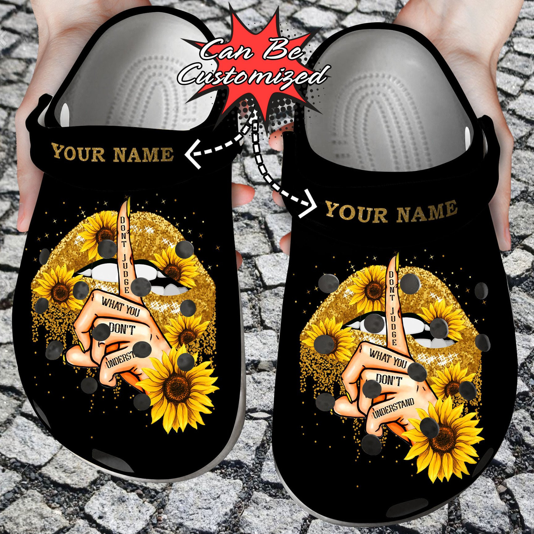 Sunflower Lip Crocs Clog Shoes Custom Crocs