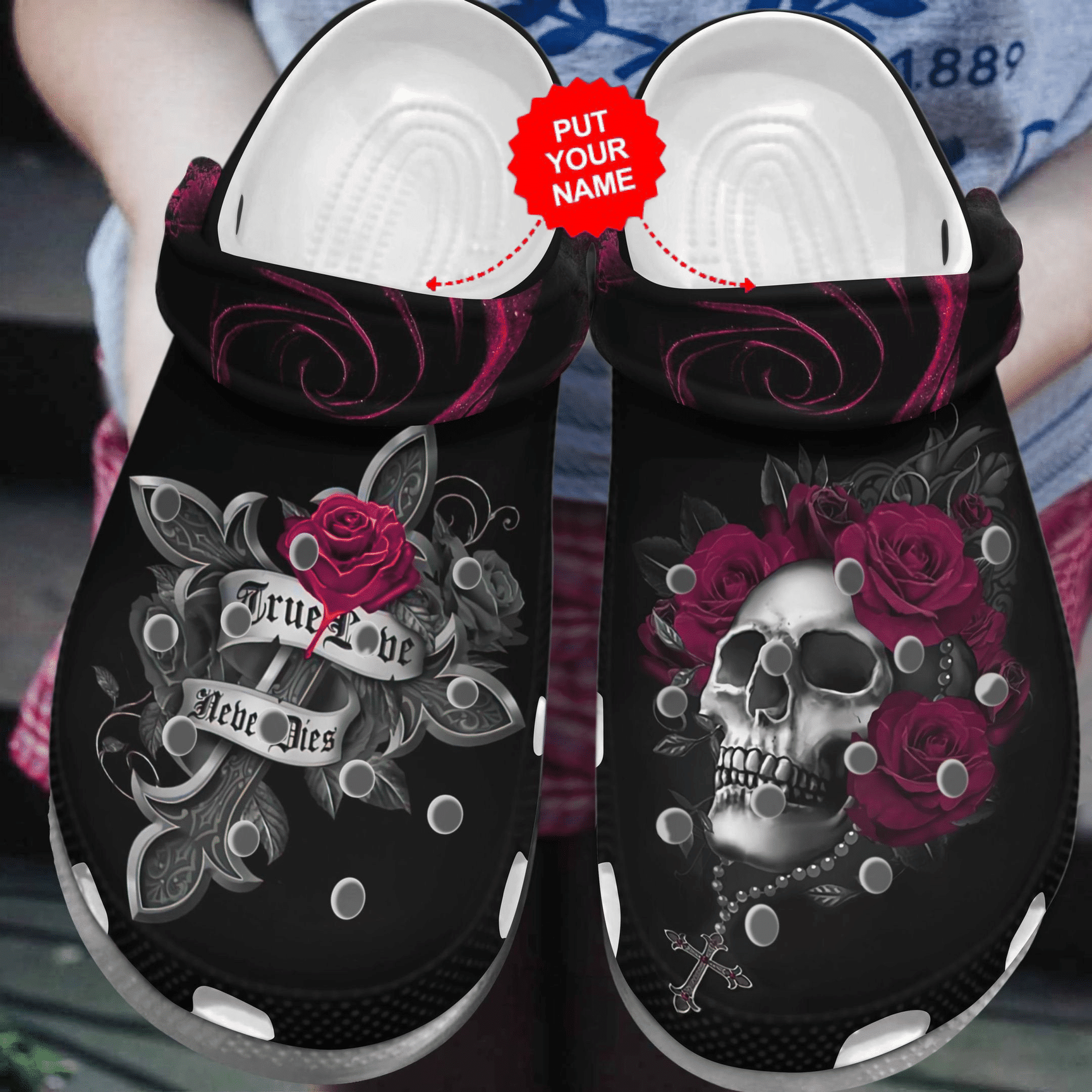 True Lover Never Dies Crocs Clog Shoes Skull Crocs