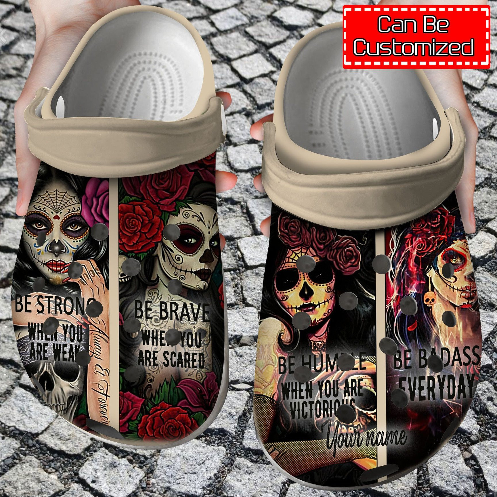 Skull Personalized Be Strong Crocs Clog Shoes Skull Crocs