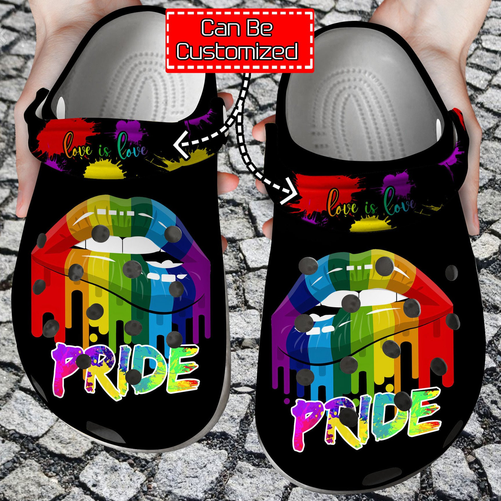 Pride Lips Love Is LGBT Rainbow Crocs Clog Shoes Personalized LGBT Crocs