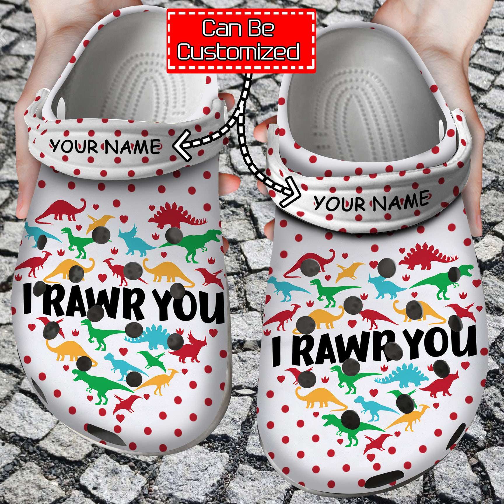 Personalized Valentine Dinosaur I Rawr You Crocs Crocs Clog Shoes