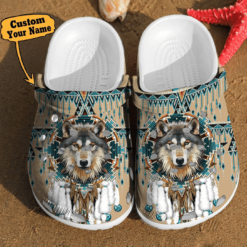 Wolf Native American Dreamcatcher Gift For Lovers Style Crocs Clog Shoes Wolf Crocs