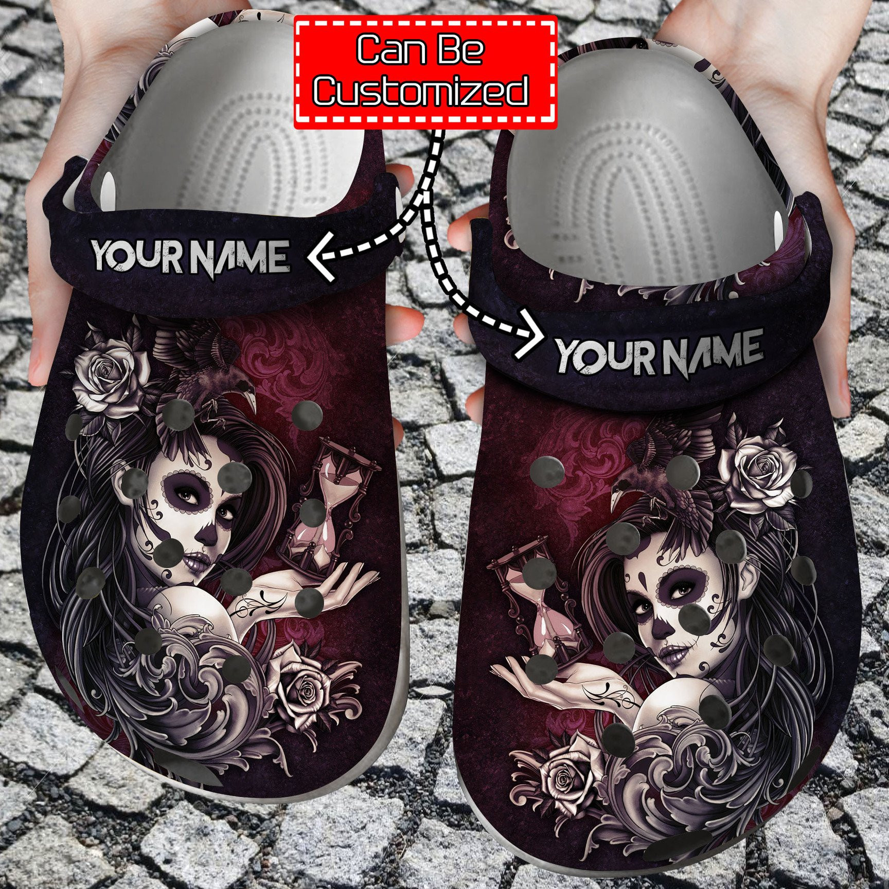 Skull Crimson Sugar Crocs Clog Shoes Skull Crocs