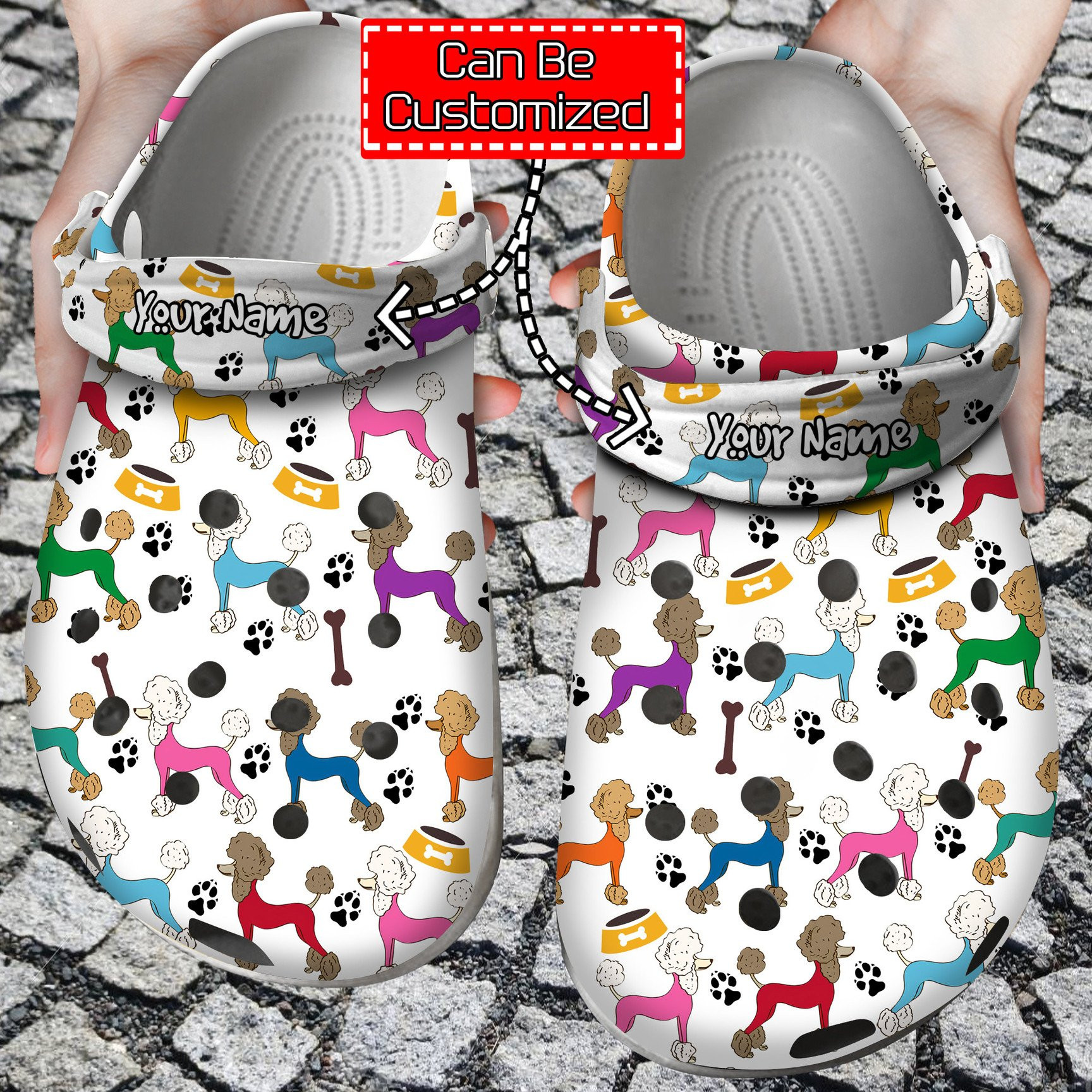 Poodle Pattern Crocs Clog Shoes Animal Print Crocs