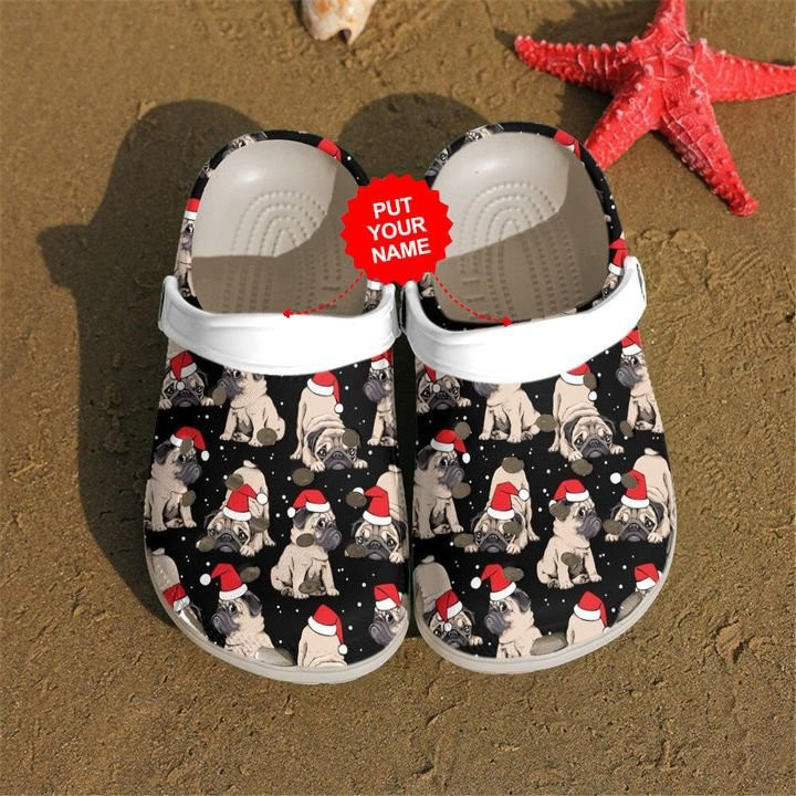 Pug Merry Christmas Custom Crocs Clog Shoes Dog Crocs