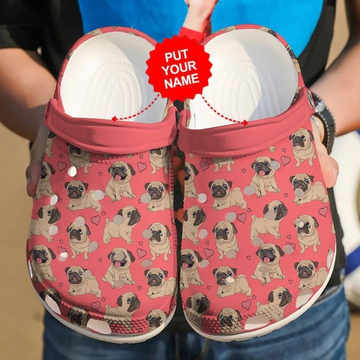 Pug I Love Pugs Custom Crocs Clog Shoes Dog Crocs