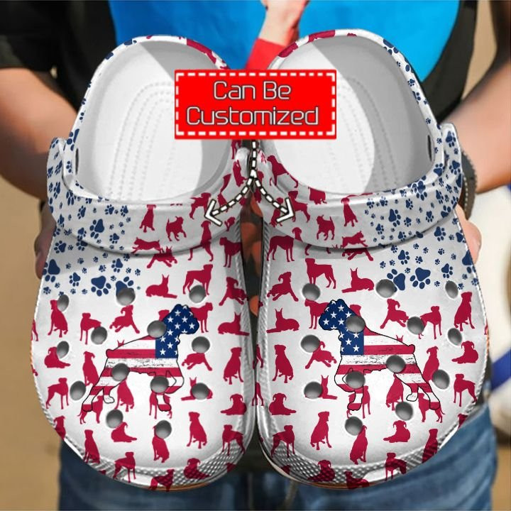 Boxer Dog American Flag Crocs Clog Shoes Animal Print Crocs