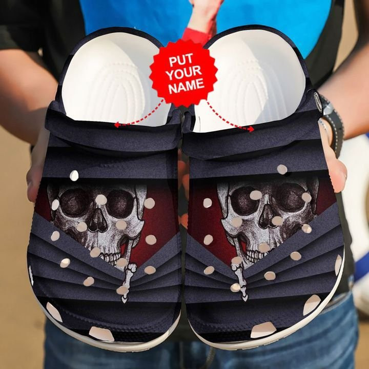 Skull Peeking Crocs Clog Shoes Skull Crocs