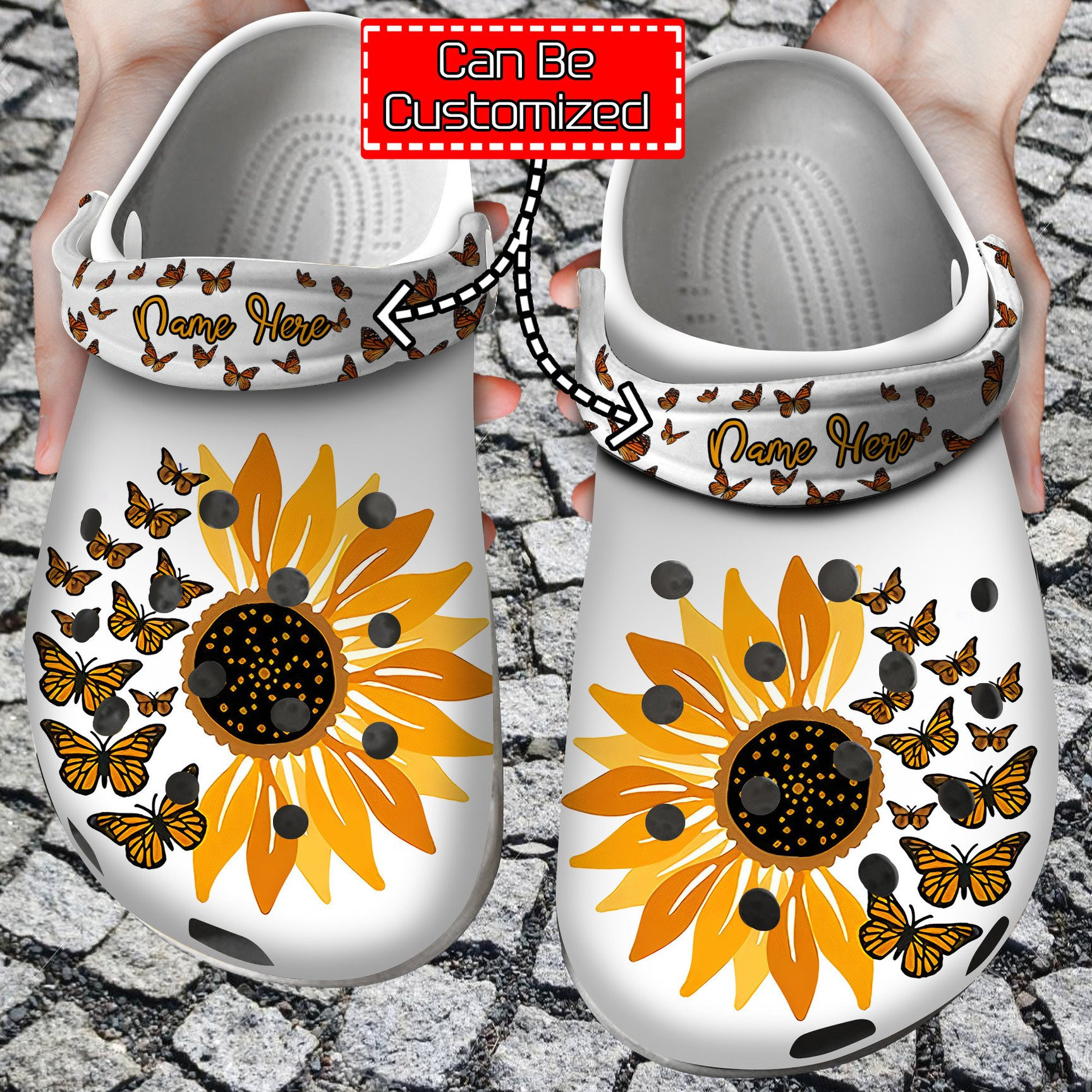 Immemse Butterflies With Sunflowers Crocs Clog Shoes Personalized Butterfly Crocs