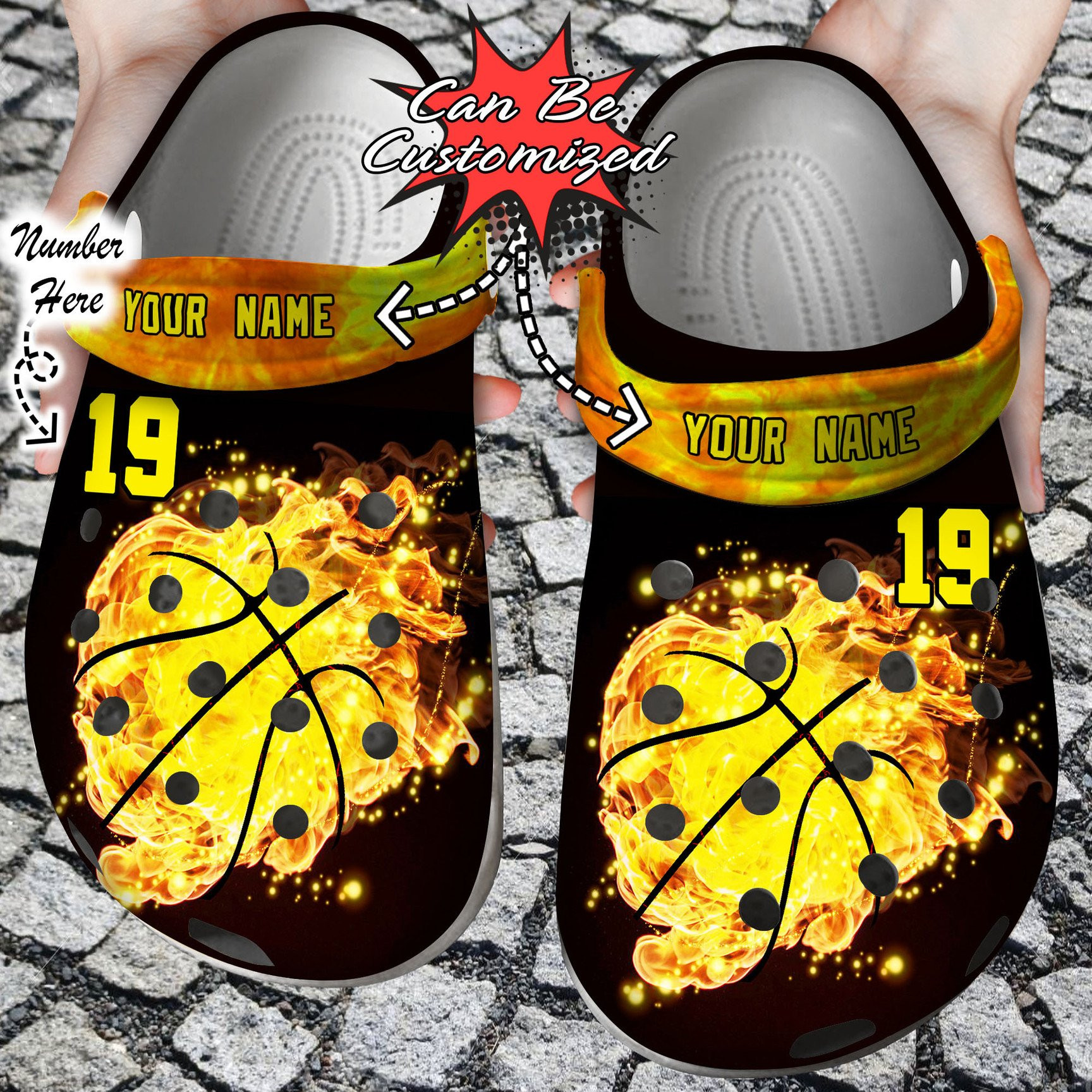 Personalized Basketball Ball Fire Crocs Clog Shoes Sport Crocs