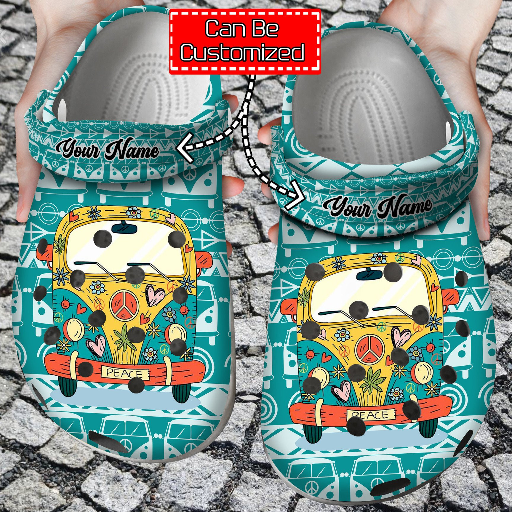 Hippie Van Personalized Crocs Clog Shoes Hippie Crocs